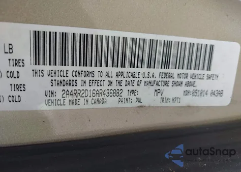 2010 Chrysler Town & Country New Lx z USA, uszkodzony, nr VIN 2A4RR2D16AR436882
